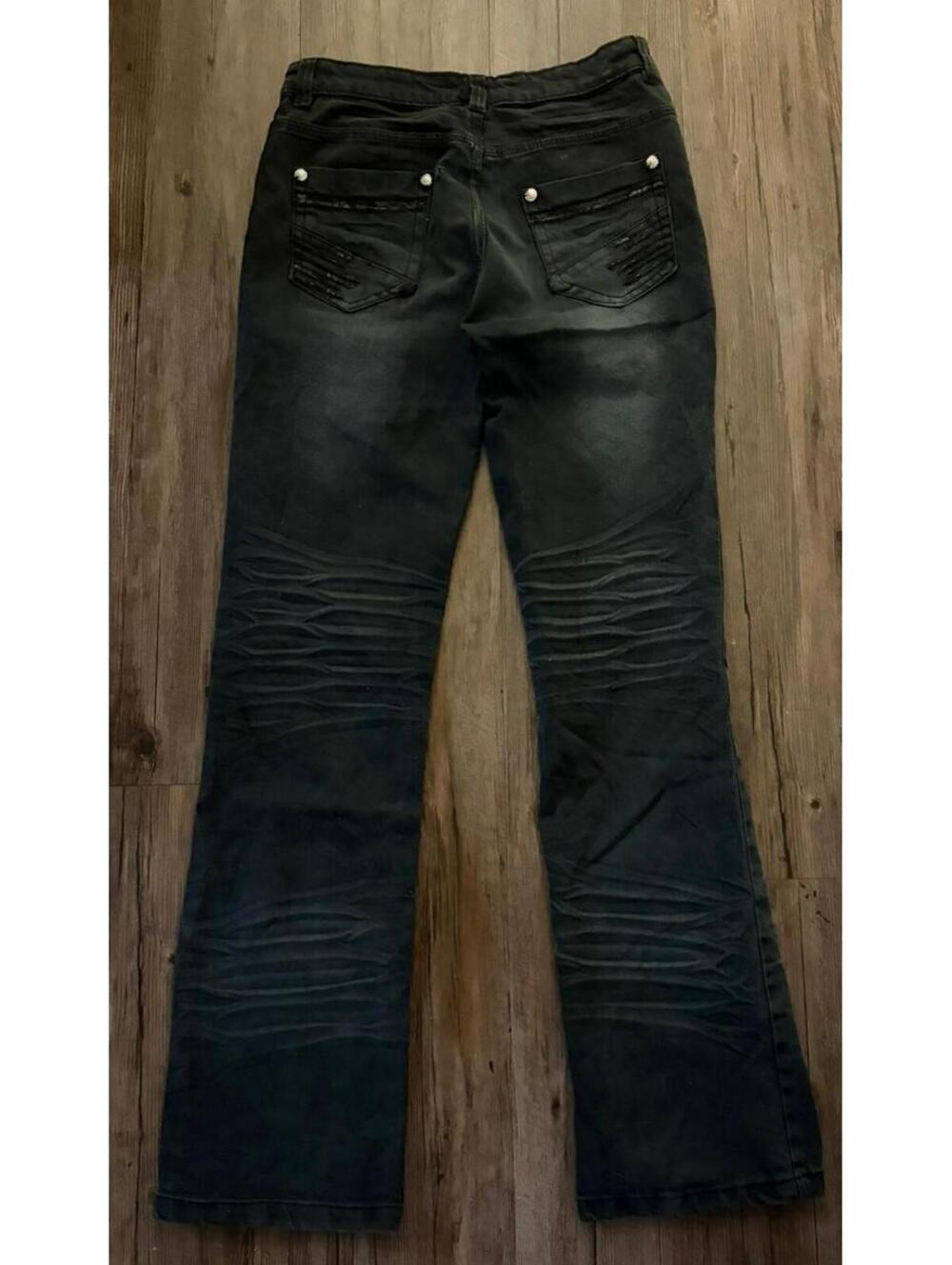 Jing Ming Jeans Women’s 29 Boot Cut Black Embellished Y2k